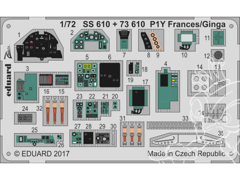 Eduard photodecoupe avion 73610 P1Y Frances / Ginga Hasegawa 1/72