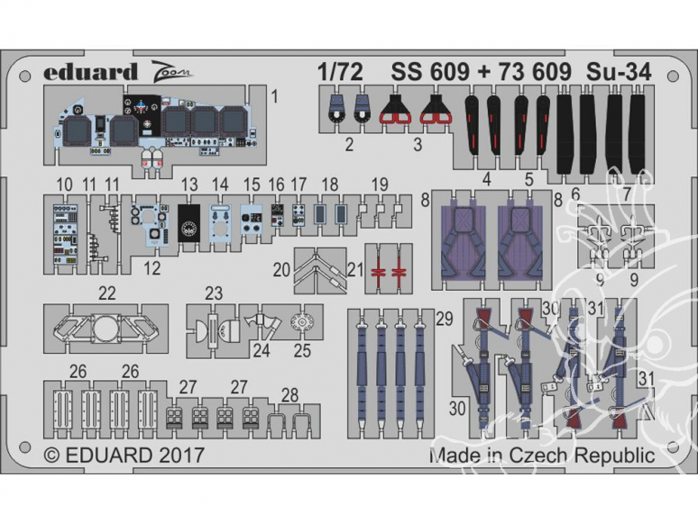 Eduard photodecoupe avion 73609 Sukhoi Su-34 Trumpeter 1/72