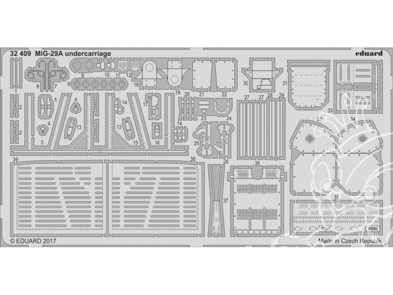 Eduard photodécoupe avion 32409 Undercarriage MiG-29A Trumpeter 1/32