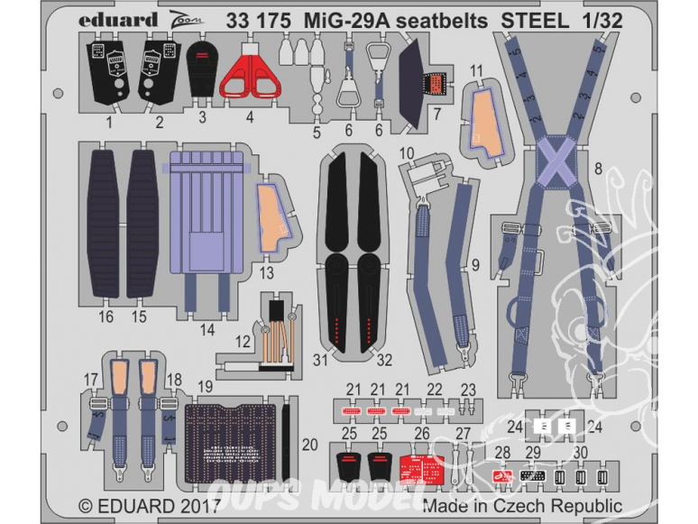 Eduard photodécoupe avion 33175 Harnais métal MiG-29A Trumpeter 1/32