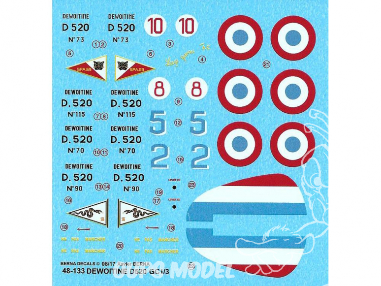 DECALQUES BERNA DECALS BD48-133 DECALQUES BERNA DECALS BD32-48 Dewoitine D520 GC1/3 1/48