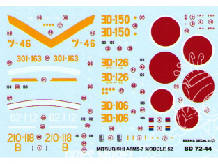 Decalques Berna decals BD72-44 MITSUBISHI ZERO A6M5-7 MODELE 52 1/72