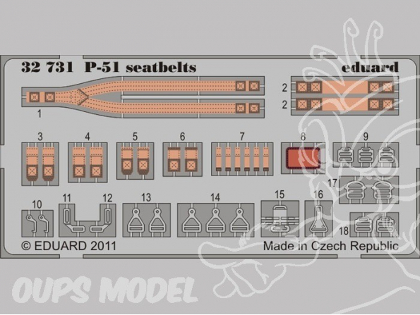 EDUARD photodecoupe 32731 Harnais de P-51 1/32