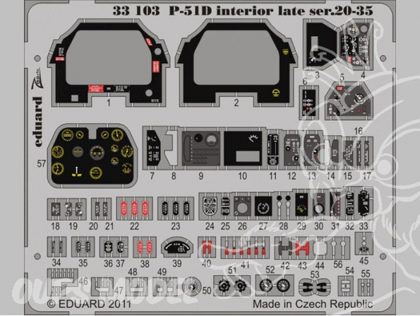 EDUARD photodecoupe 33103 Interieur de P-51D Late ser. 20-35 1/32
