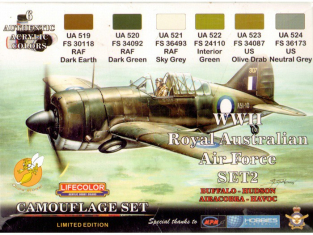 LIFECOLOR peinture xs02 SET 2 ROYAL AUSTRALIAN AF