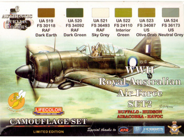 LIFECOLOR peinture xs02 SET 2 ROYAL AUSTRALIAN AF