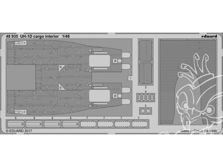 EDUARD photodecoupe helicoptere 48935 UH-1D Interieur cargo Kitty Hawk 1/48