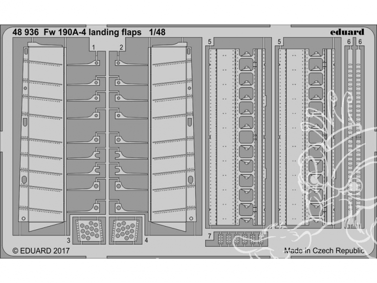 EDUARD photodecoupe avion 48936 Volets d'atterrissage Focke Wulf Fw 190A-4 Eduard 1/48