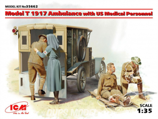 Icm maquette militaire 35662 Ford T ambulance 1917 avec personnel médical 1/35