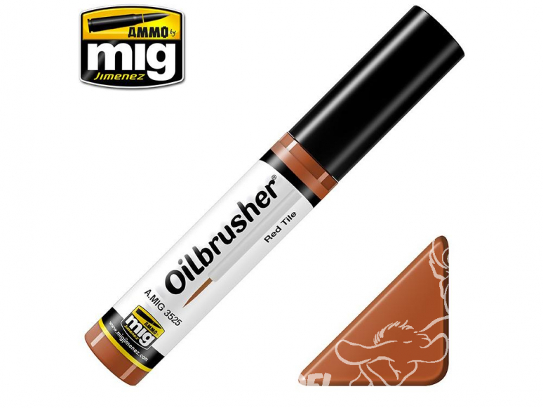 MIG Oilbrusher 3525 Rouge tuile Peinture a l'huile avec applicateur