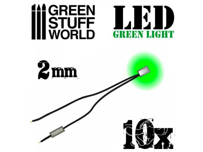 Green Stuff 364138 Lumières LED Vertes 1mm x10