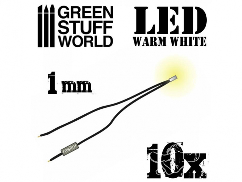 Green Stuff 363827 Lumières LED Blanche chaud 1mm x10