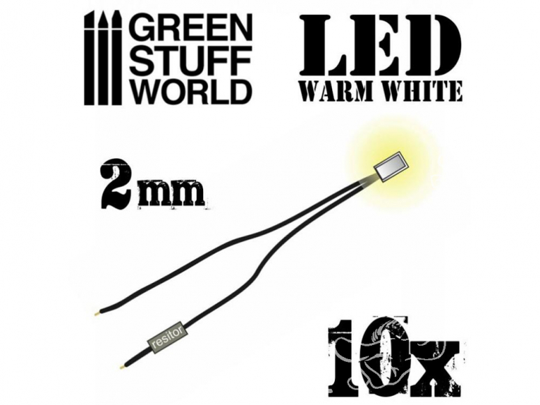 Green Stuff 363834 Lumières LED Blanche chaud 2mm x10