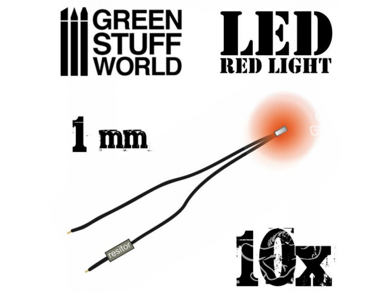 Green Stuff 363841 Lumières LED rouge 1mm x10