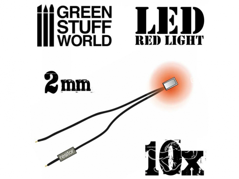 Green Stuff 363858 Lumières LED rouge 2mm x10