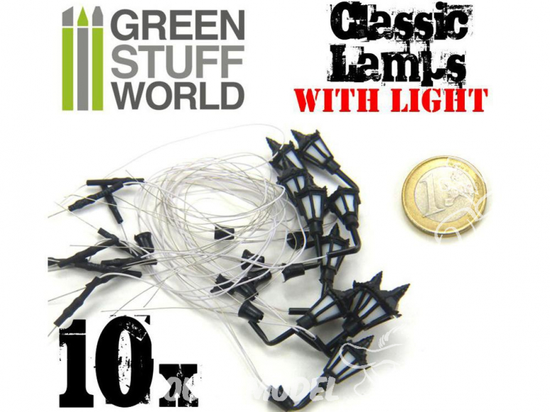 Green Stuff 367696 10x Lampadaires classiques de MUR avec LED