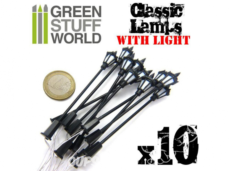 Green Stuff 367689 10x Lampadaires classiques avec LED