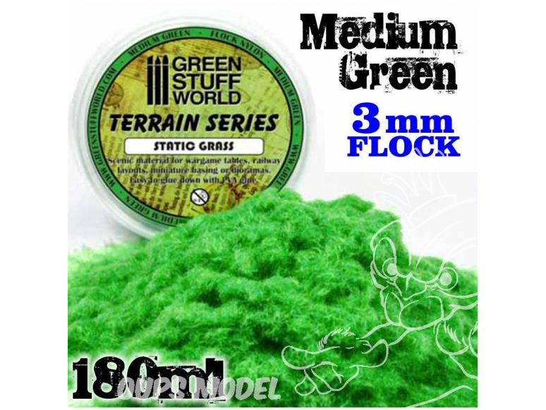 Green Stuff 365654 Herbe Statique 3 mm Vert Moyen 180ml