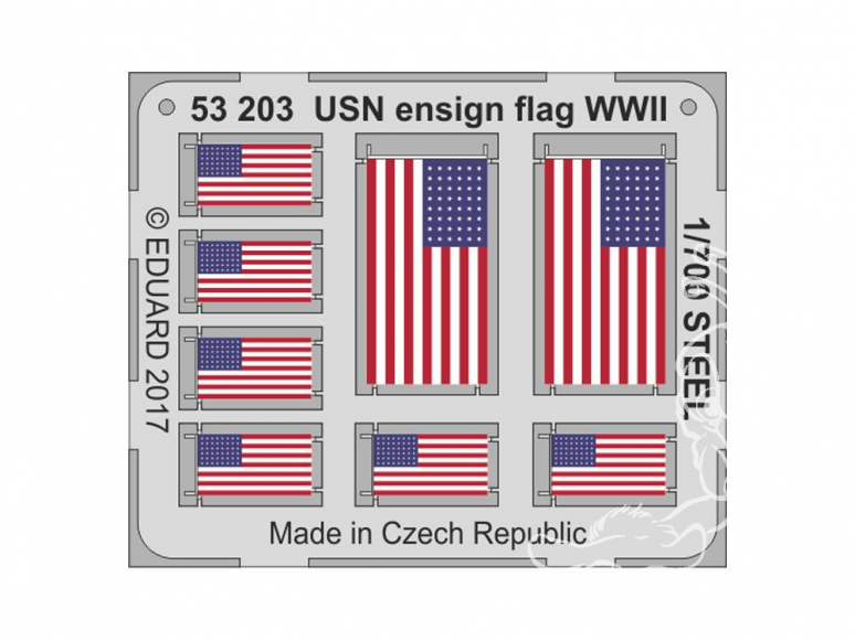 Eduard photodecoupe bateau 53203 Drapeaux Americains USN WWII Metal 1/700