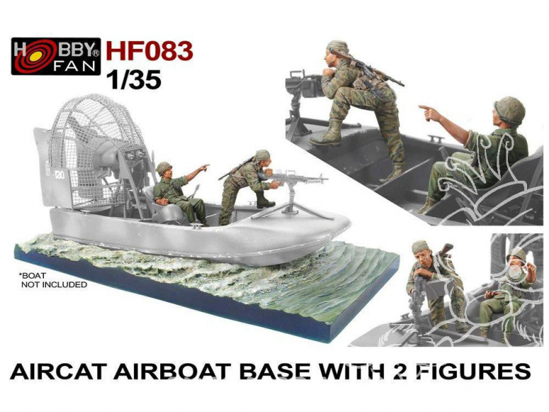 Hobby Fan kit resine HF083 BASE DÉCOR pour AIRCAT AIRBOAT avec 2 figurines (Aircat NON inclus) 1/35