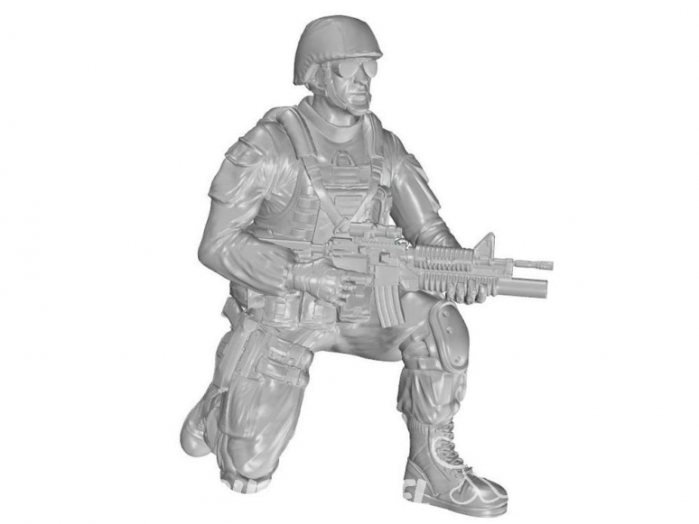 CMK Personnage resine F48331 Soldat à genoux (au genou droit), US Army Infantry Squad 2e Division 1/48