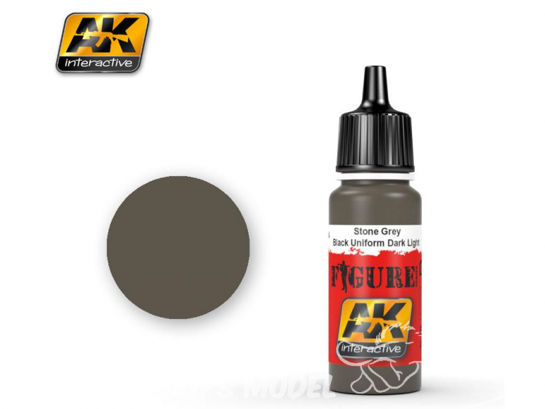 Ak interactive peinture acrylique Figurine AK3004 Uniforme noir base lumière foncée - Gris pierre 17ml