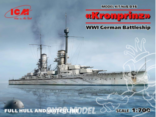 Icm maquette bateau S.016 Kronprinz cuirassé allemand (full hull & waterline) WWI 1/700