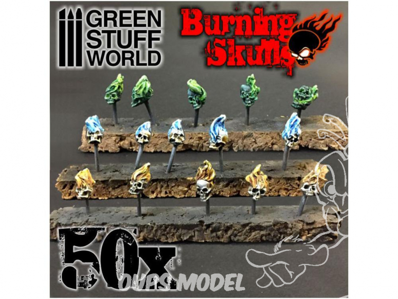 Green Stuff 364985 50x Crânes Humains Brûlants en résine 1/48