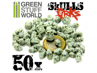 Green Stuff 364985 50x Crânes Humains Brûlants en résine 1/48