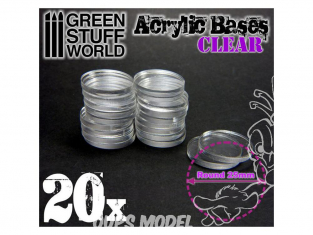 Green Stuff 367894 Socles Acryliques ROND 25 mm Transparent