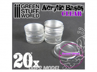 Green Stuff 368297 Socles Acryliques ROND 30 mm Transparent