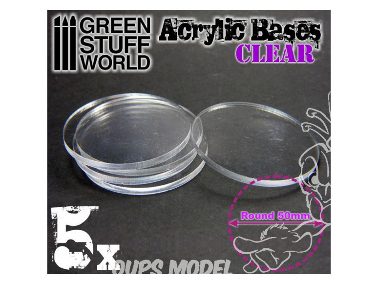 Green Stuff 367948 Socles Acryliques ROND 50 mm Transparent