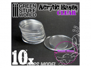 Green Stuff 367931 Socles Acryliques ROND 40 mm Transparent