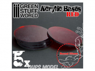 Green Stuff 368006 Socles Acryliques ROND 55 mm Rouge Transparent