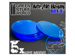 Green Stuff 367993 Socles Acryliques ROND 55 mm Bleu Transparent