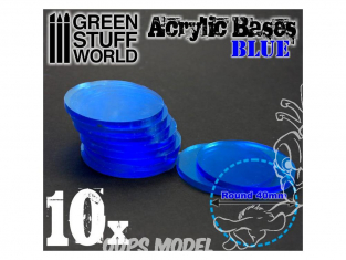 Green Stuff 367955 Socles Acryliques ROND 40 mm Bleu Transparent