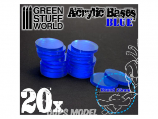 Green Stuff 367900 Socles Acryliques ROND 25 mm Bleu Transparent