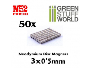 Green Stuff 367573 Aimants Néodymes 3x0'5mm - 50 units (N52)