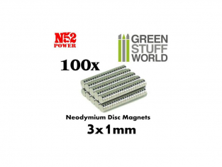 Green Stuff 367627 Aimants Néodymes 3x1mm - 100 units (N52)