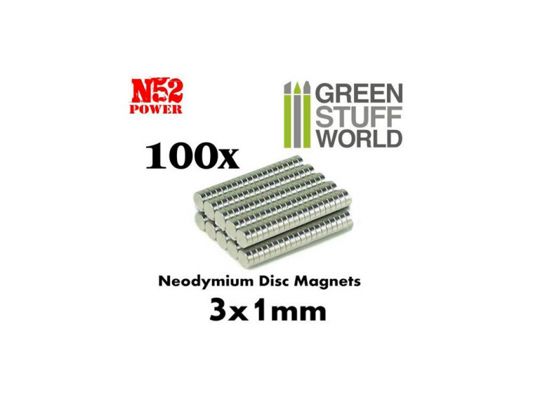 Green Stuff 367627 Aimants Néodymes 3x1mm - 100 units (N52)