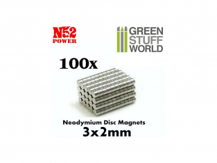 Green Stuff 367634 Aimants Néodymes 3x2mm - 100 units (N52)