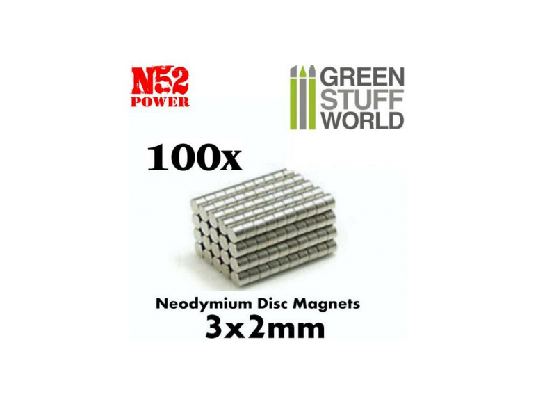 Green Stuff 367634 Aimants Néodymes 3x2mm - 100 units (N52)