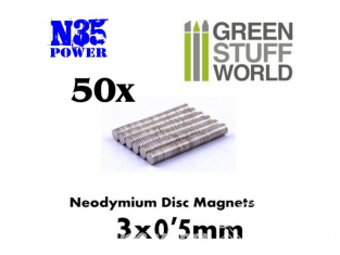 Green Stuff 365500 Aimants Néodymes 3x0'5mm - 50 units (N35)