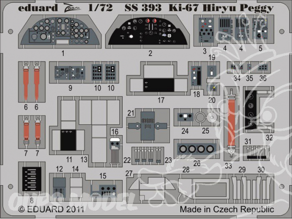 Eduard photodecoupe avion SS393 Ki-67 Hiryu Peggy 1/72