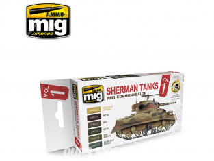 MIG peinture 7169 Set couleurs Sheman Vol. 1 - Commonwealth WWII 6 x 17ml