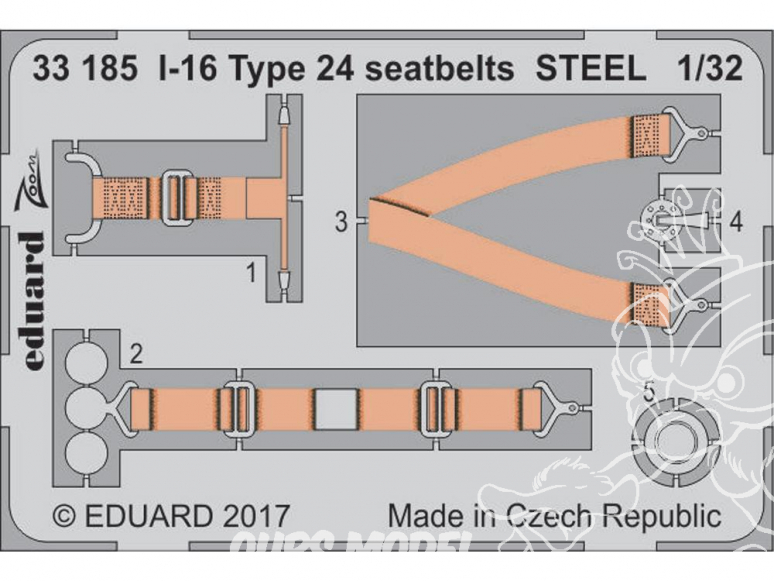 Eduard photodécoupe avion 33185 Harnais métal Polikarpov I-16 Type 24 Icm 1/32