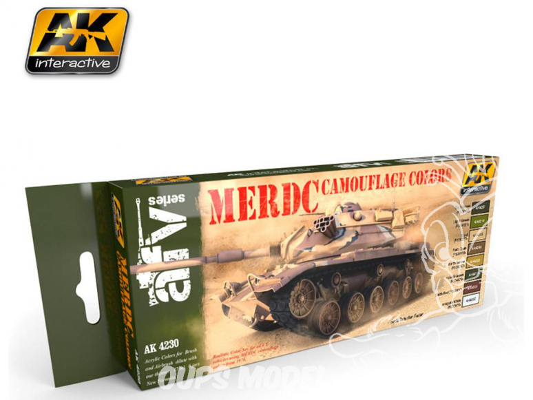 Ak Interactive Set peinture Afv Series AK4230 Couleurs camouflage MERDC 8 x 17ml