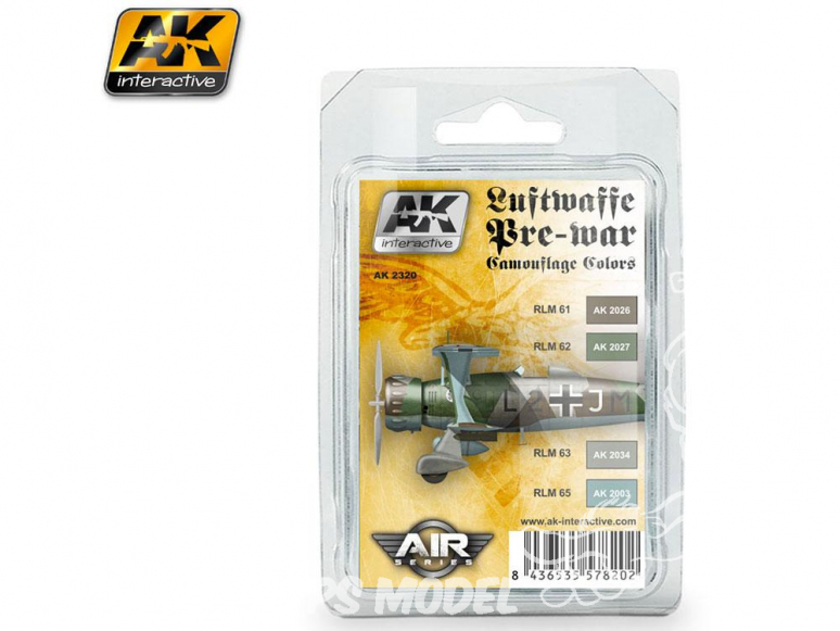 Ak Interactive Set peinture Air Series AK2320 Couleurs camouflage Luftwaffe Avant-Guerre 4 x 17ml