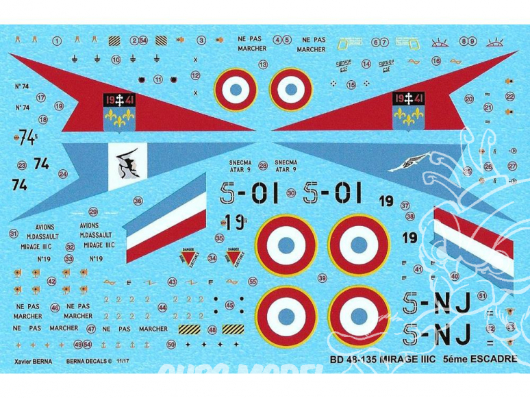 DECALQUES BERNA DECALS BD48-135 Dassault Mirage IIC 5em Escadre 1/48