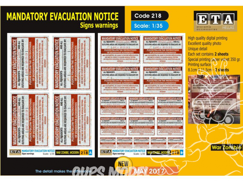 ETA diorama 218 Notice d'evacuation moderne 1/35
